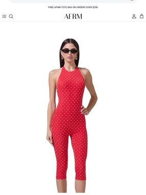 AFRM Red Polka Dot Halter Top